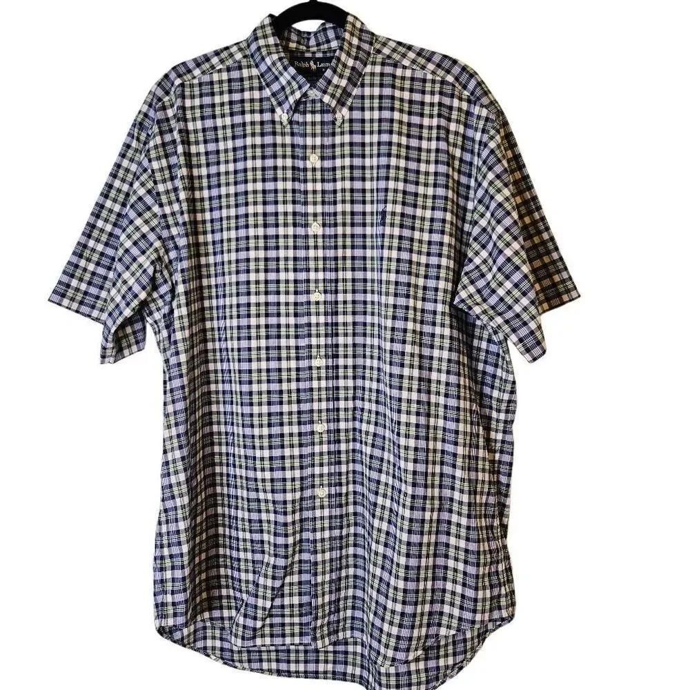 Ralph Lauren "Blake" plaid button down,  short sleeved.  L. #908